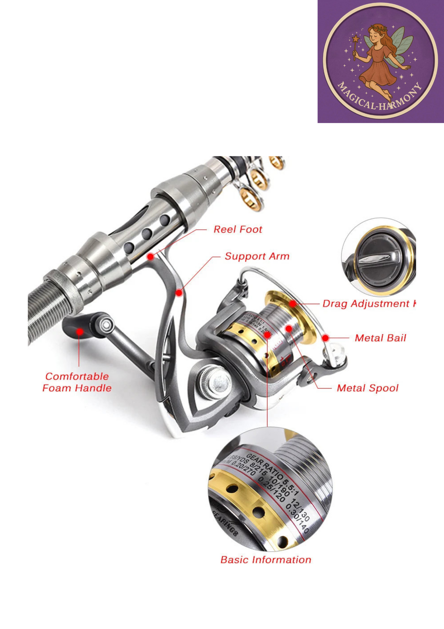Lixada Telescopic Fishing Rod Reel Combo Full Kit