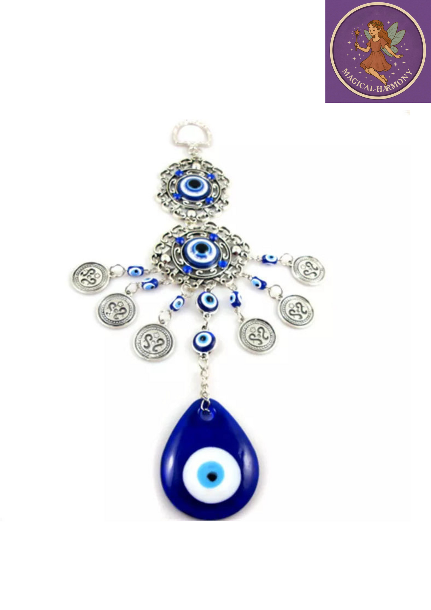 Turkish Blue Eyes Amulet Wall Protection Hanging Decoration Lucky Pendant Wind Chimes Hanging Ornament Garden Home Decorations