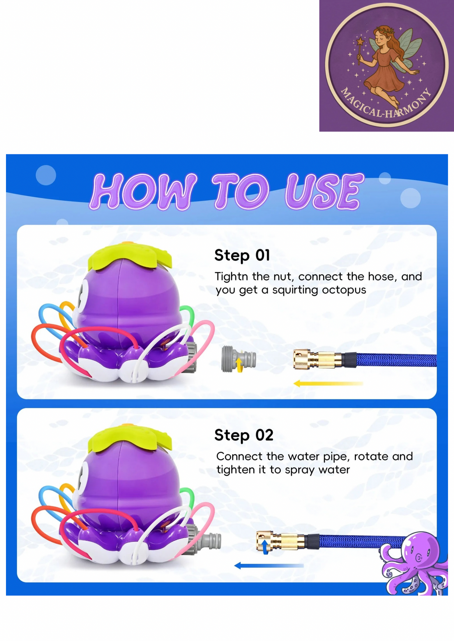 Space Rocket Octopus Sprinkler Water Toy Automatic Rotation Fun Spray Water Children's Water Playing Outdoor Toys