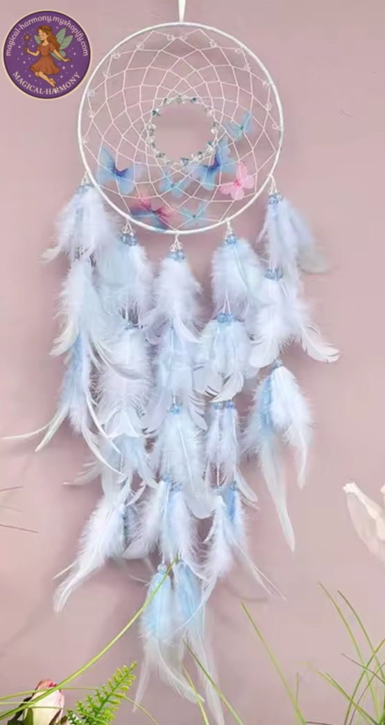 Butterfly Dream Catcher With coloured Feathers