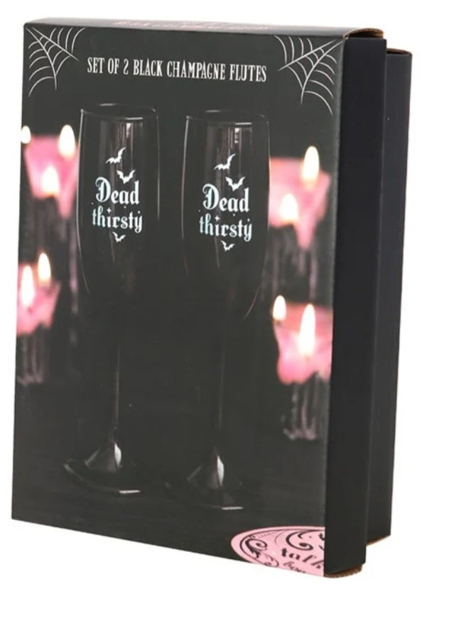 Set of 2 Dead Thirsty Champagne Flutes