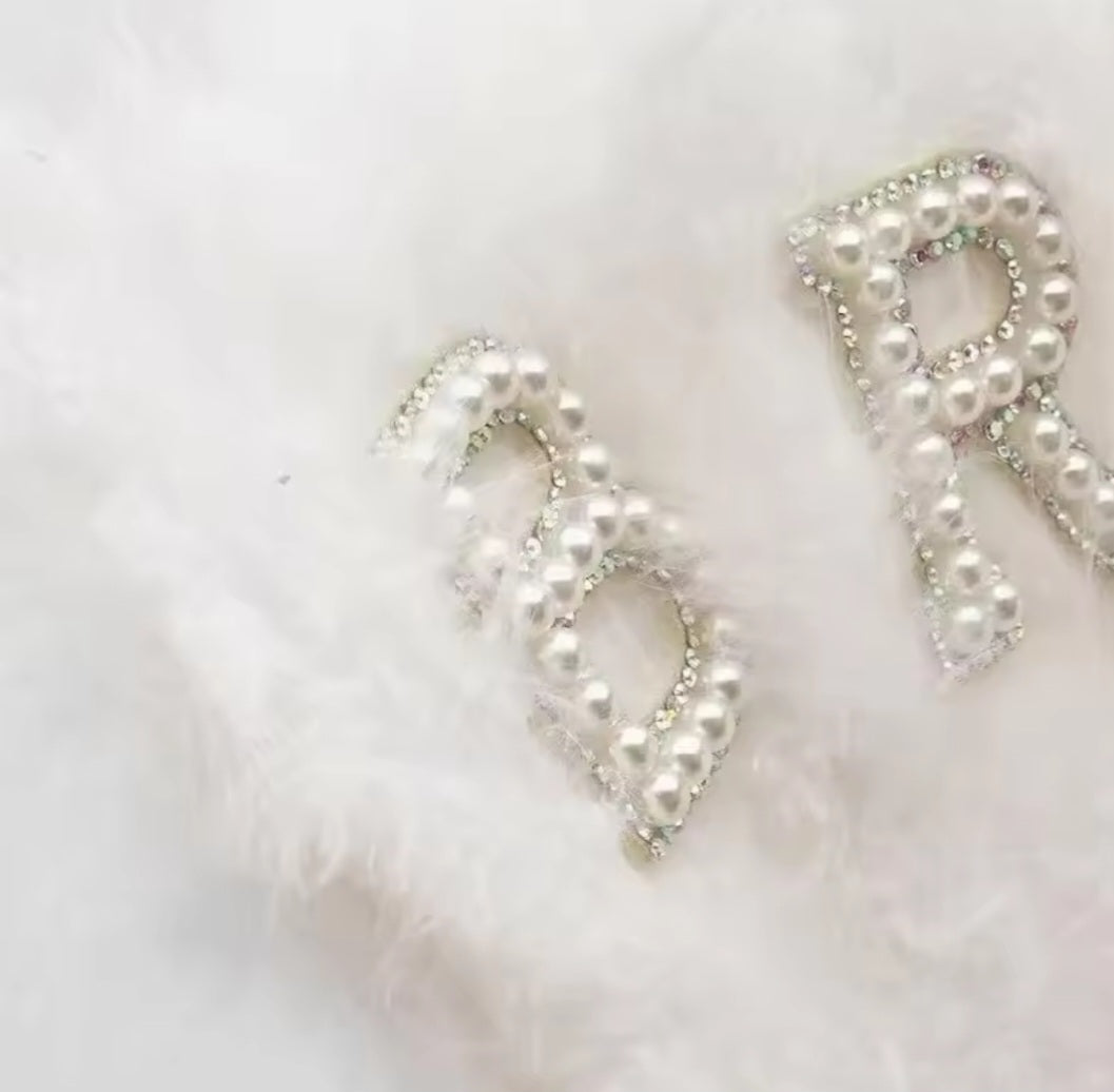 Elegant Pearl Bride Feather Fan,