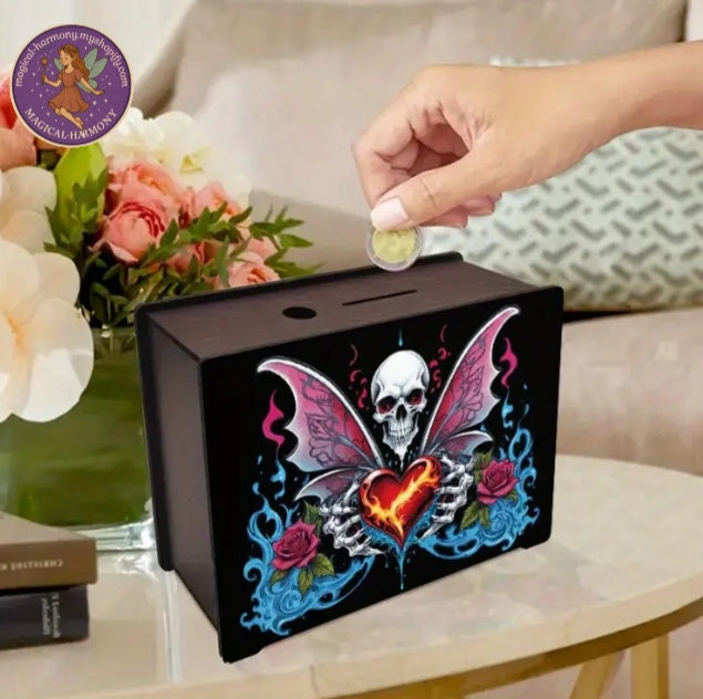 Hand-Painted Recycled Wood Money Box