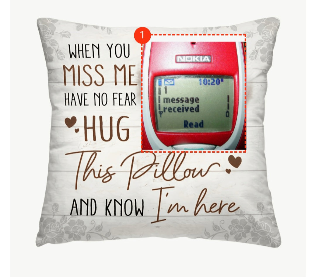 Personalised Memory Pillow Add Your Photo Where The Prehistoric Phone Is.