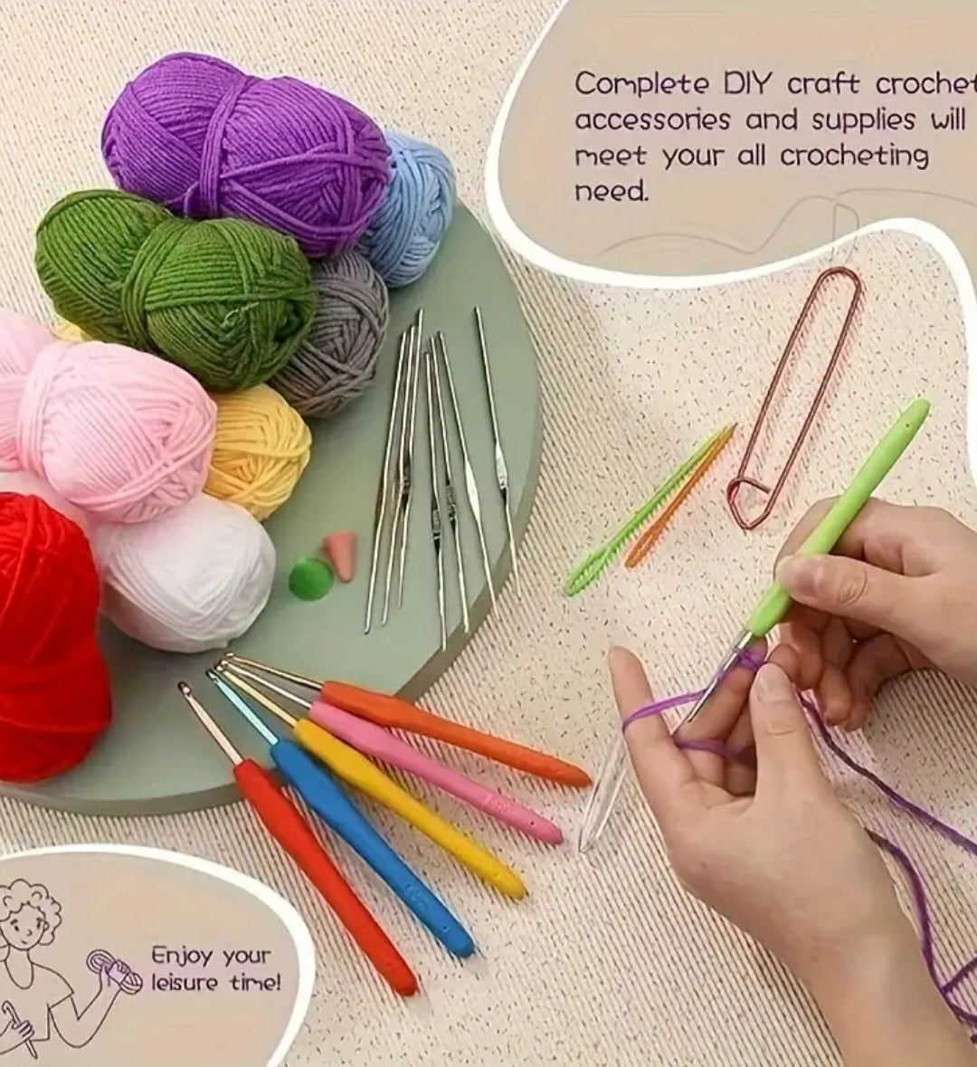103 Piece DIY Crochet Kit.