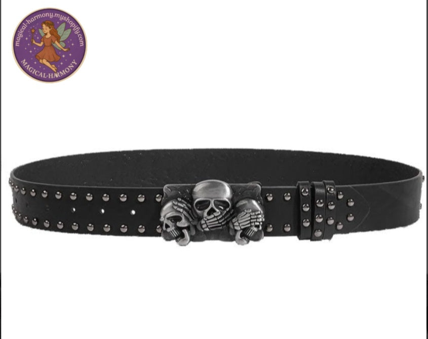 See No Evil Triple Skull Belt
