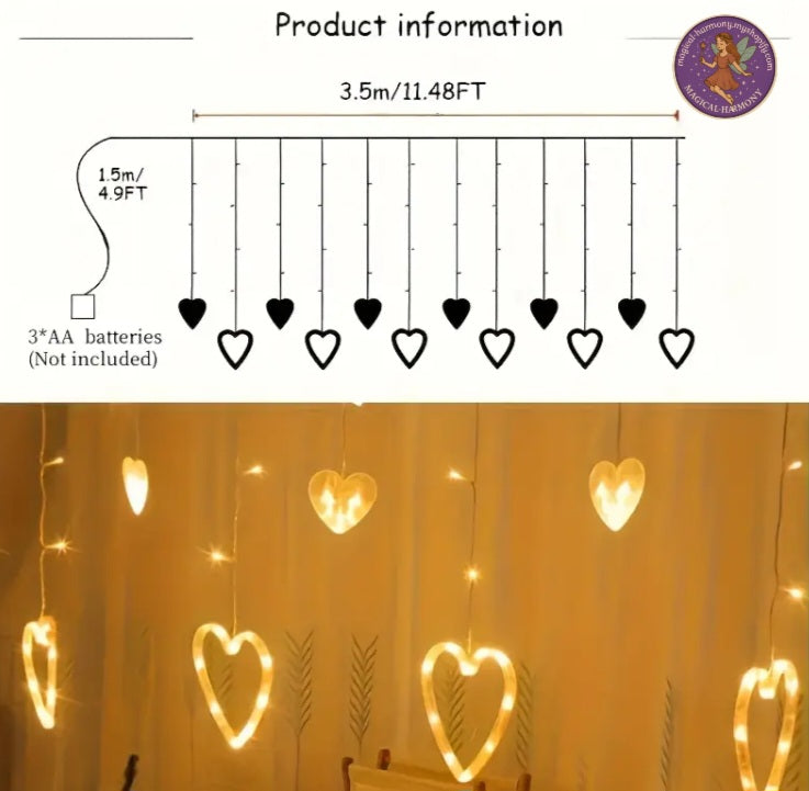 Heart-Shaped LED String Lights 💕