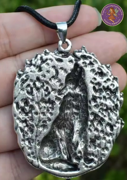 Moon Wolf Pendant Necklace