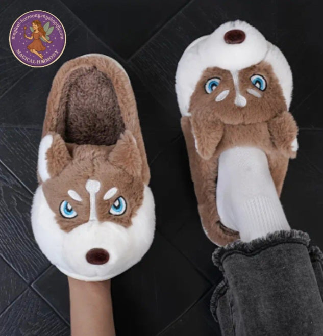 Unisex Cute Husky Slippers