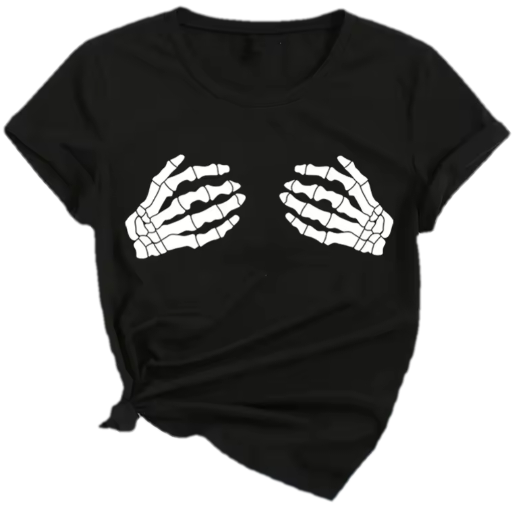 Skull Hands Print T-shirt