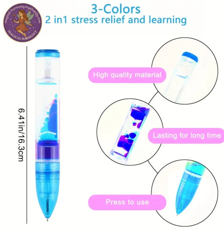 3pcs Vibrant Liquid Motion Bubble Pens