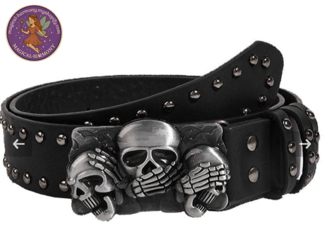 See No Evil Triple Skull Belt