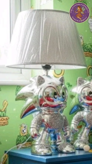 Bling Crushed Diamond Silver Table Lamp with Shade Ceramic Base Silver