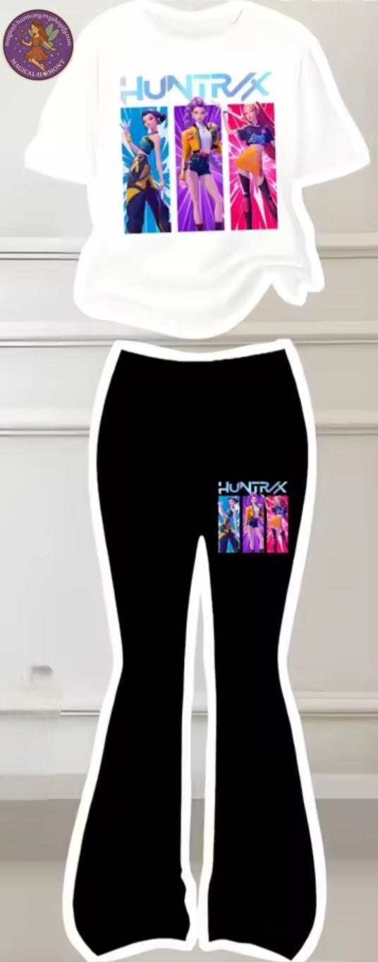 Girls Short Sleeve Top & Bell Bottom Pants Set