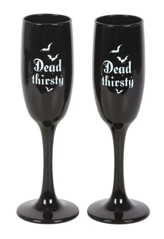 Set of 2 Dead Thirsty Champagne Flutes