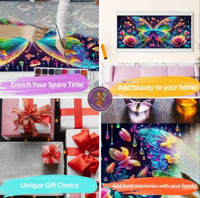 Butterfly & Rose Paint by Numbers Kit