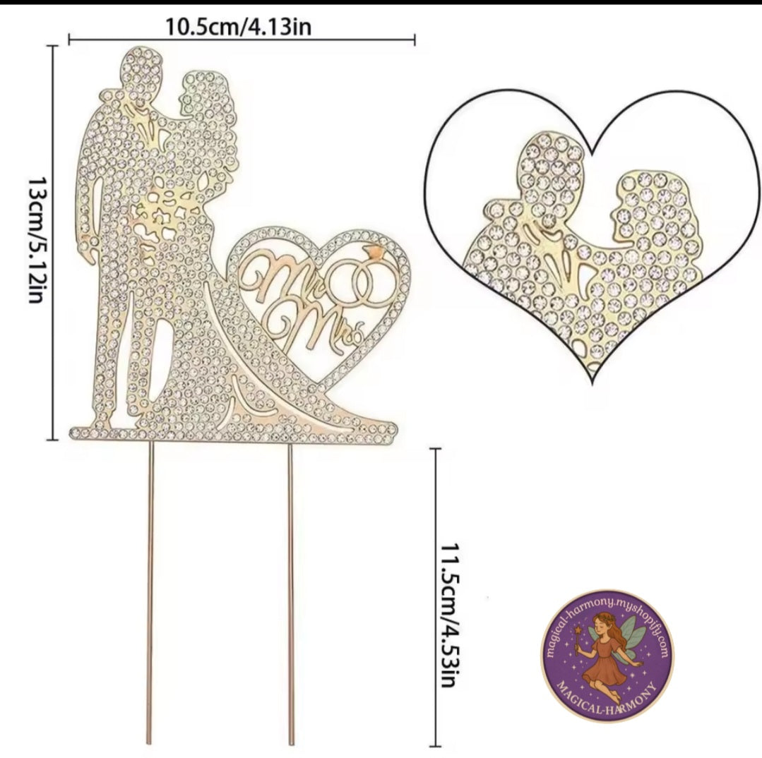 Mr & Mrs Crystal Rhinestone Cake Topper.