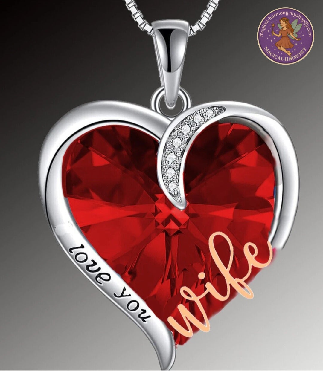Red Sparkly Heart Necklace