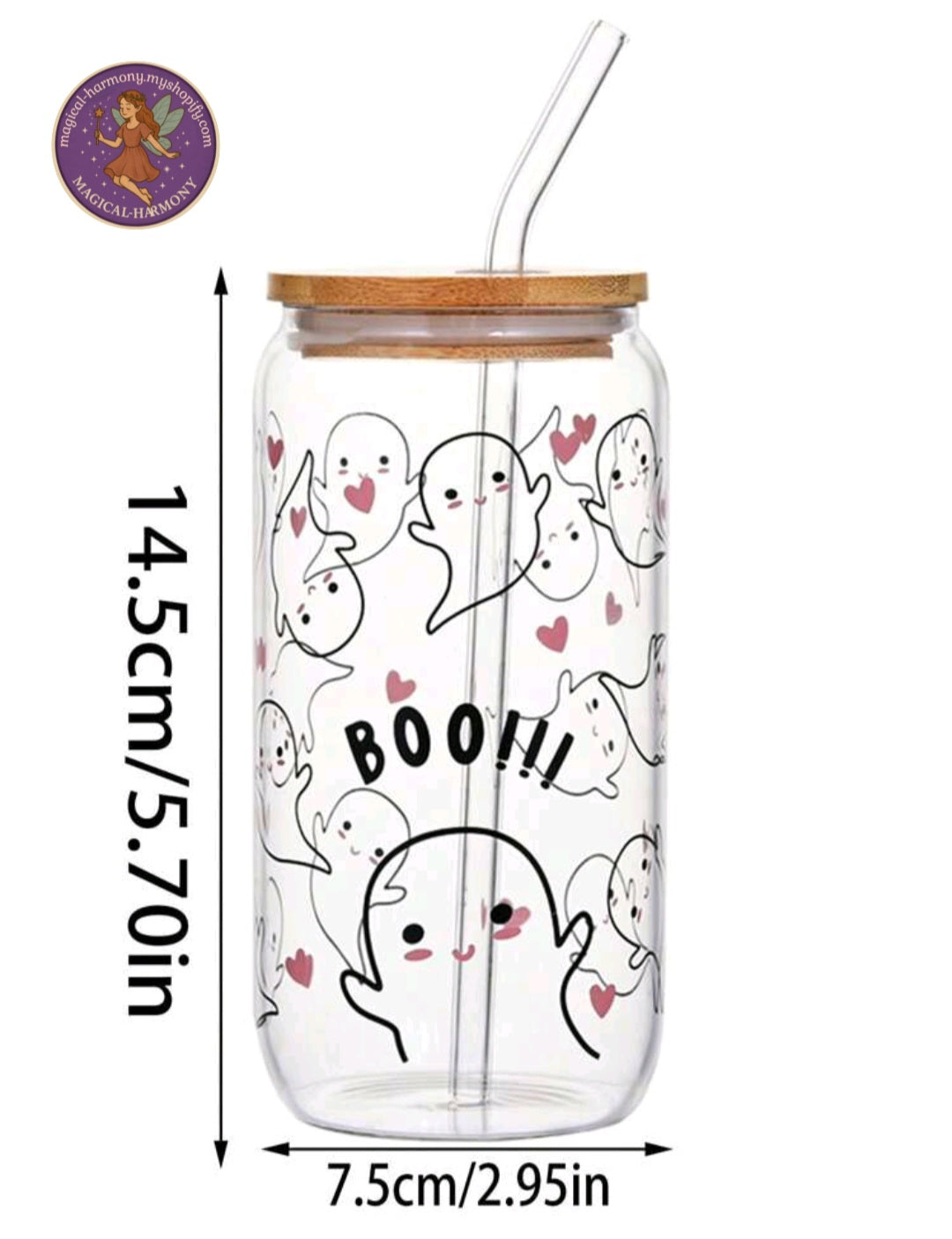Halloween Glass Cup With Lid And Straw