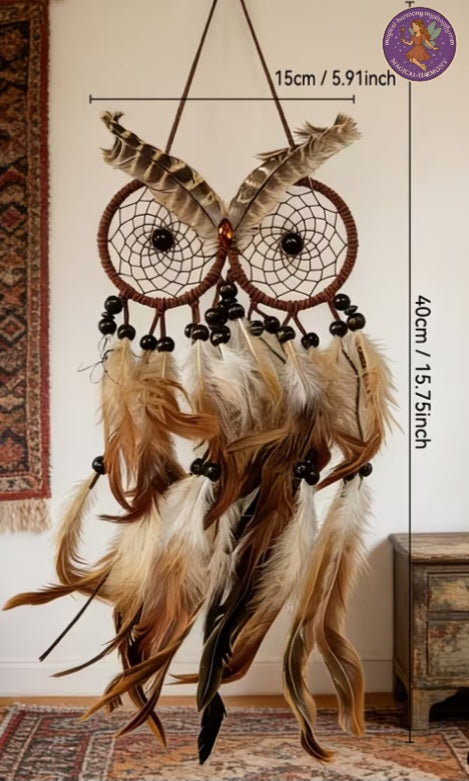 Artificial Feather Owl Dream Catcher