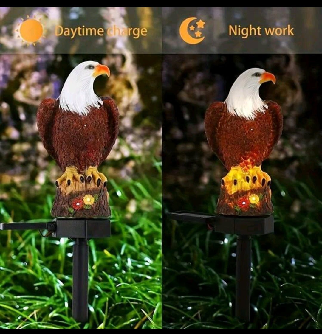 1pc Solar Powered Eagle LED Outdoor Lighting Decor Landscape Lamp, Waterproof Garden Lawn Pathway Patio Holiday Decoration