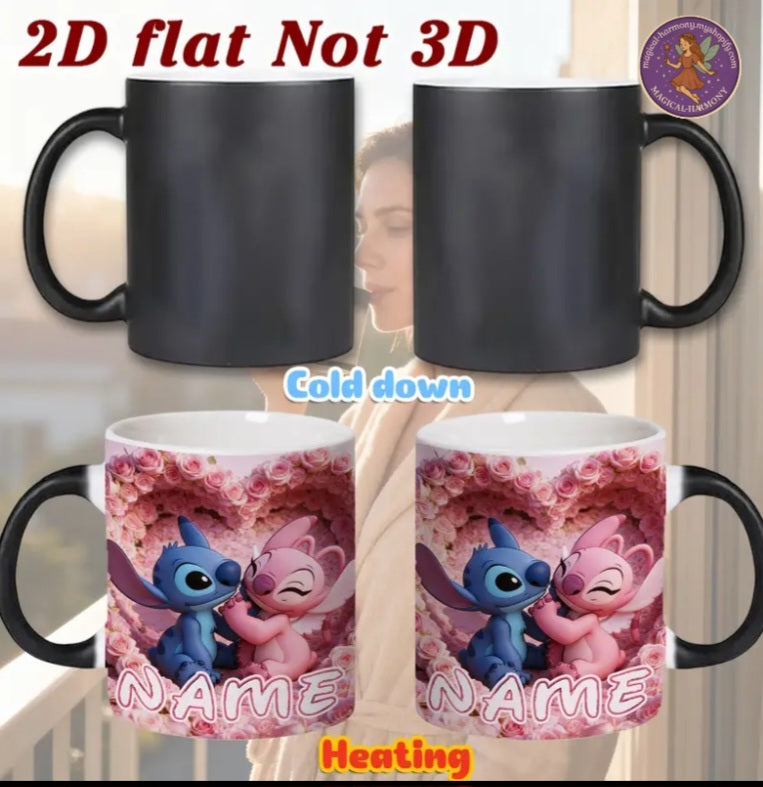 Customisable Disney Stitch & Angel Romantic Rose Mug