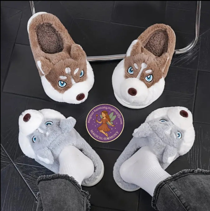 Unisex Cute Husky Slippers