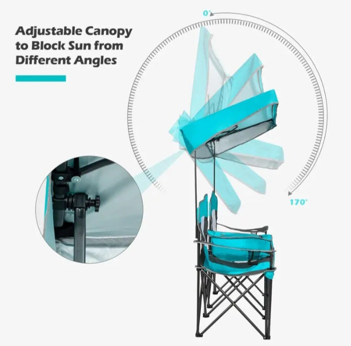 Double Sunshade Folding Chairs.