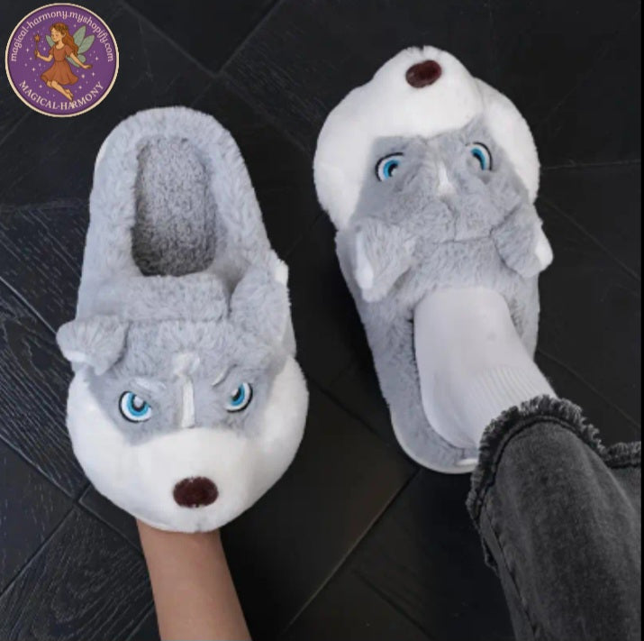 Unisex Cute Husky Slippers