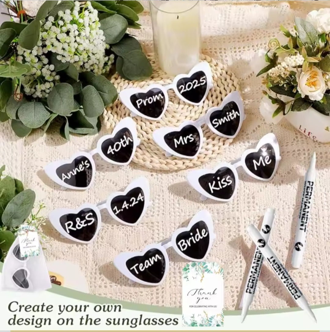 60 Pairs DIY Heart Shaped Sunglasses.