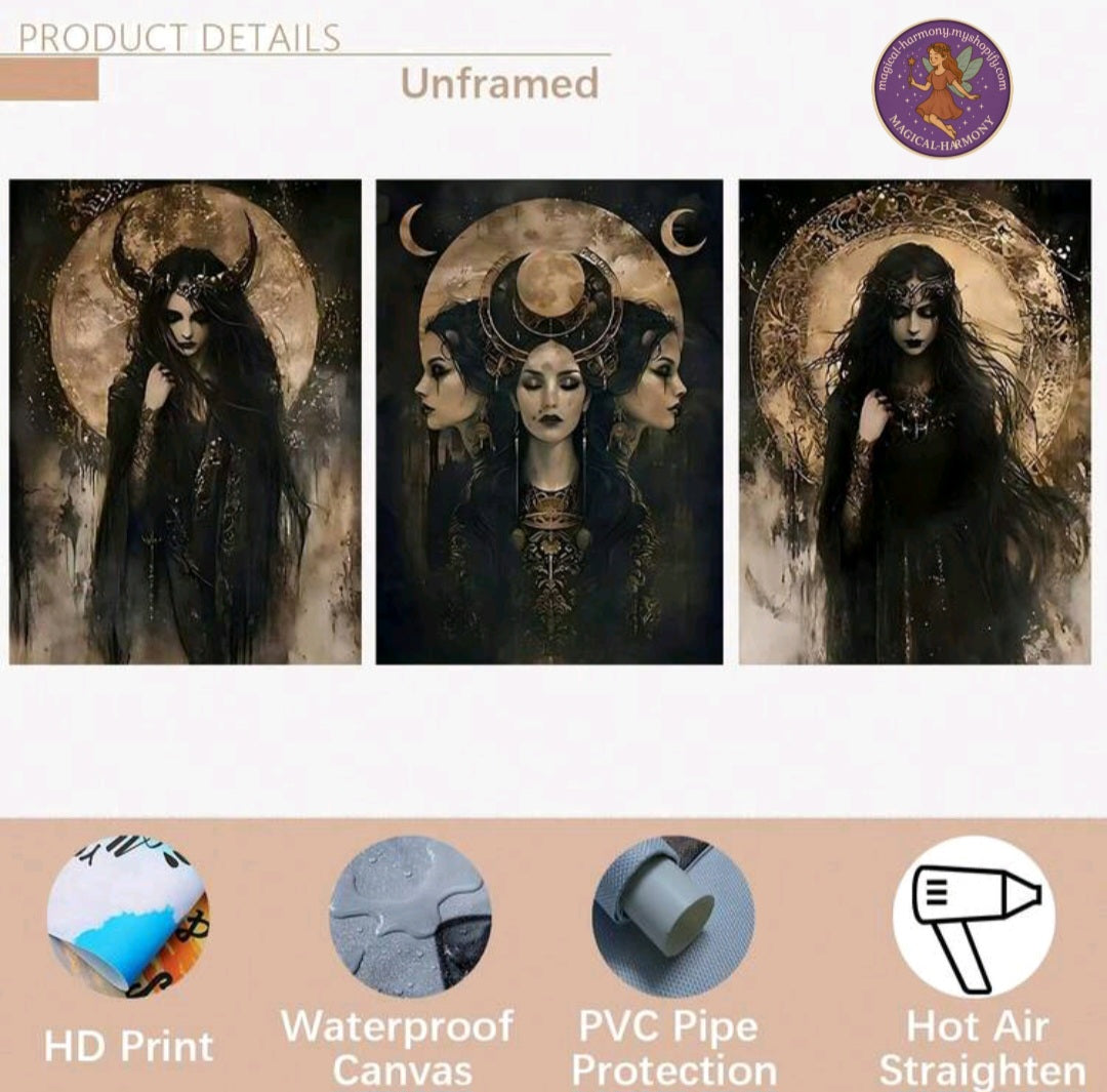3-Piece Hecate Triple Goddess Poster Set (Frame not included)