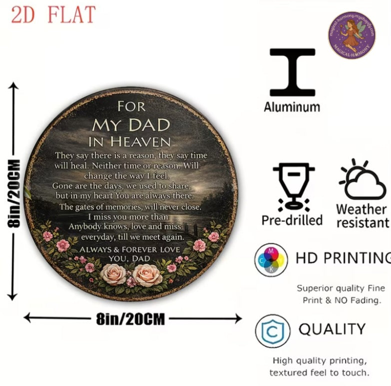 Dad in Heaven Memorial Plaque.