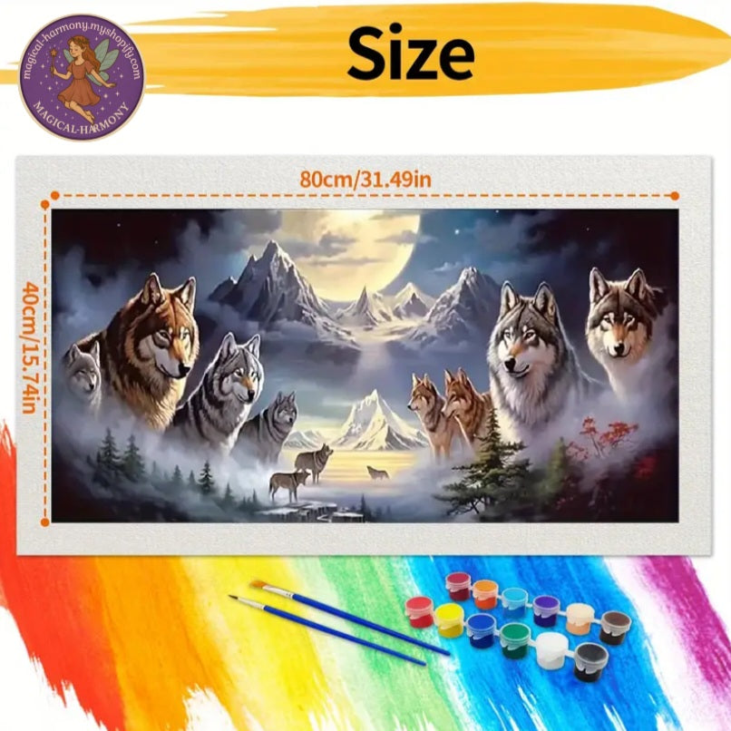 80x40cm Wolves Paint by Numbers Kit!