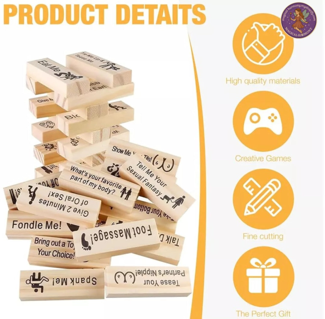 48 Blocks Adult Naughty Games Wooden Tumble Tower.