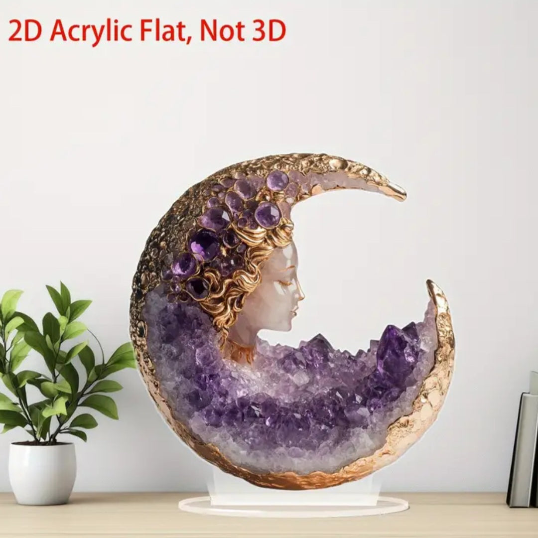 2D Crystal Moon Flat Decoration