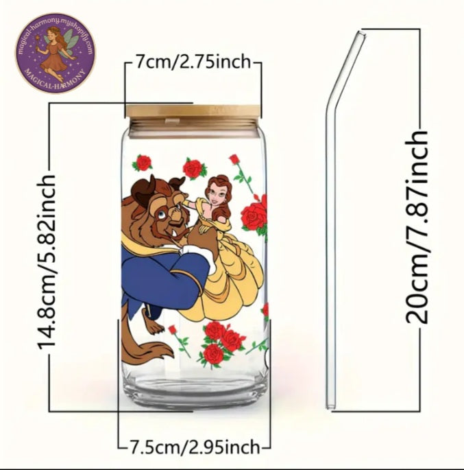 16oz Beauty And The Beast Glass