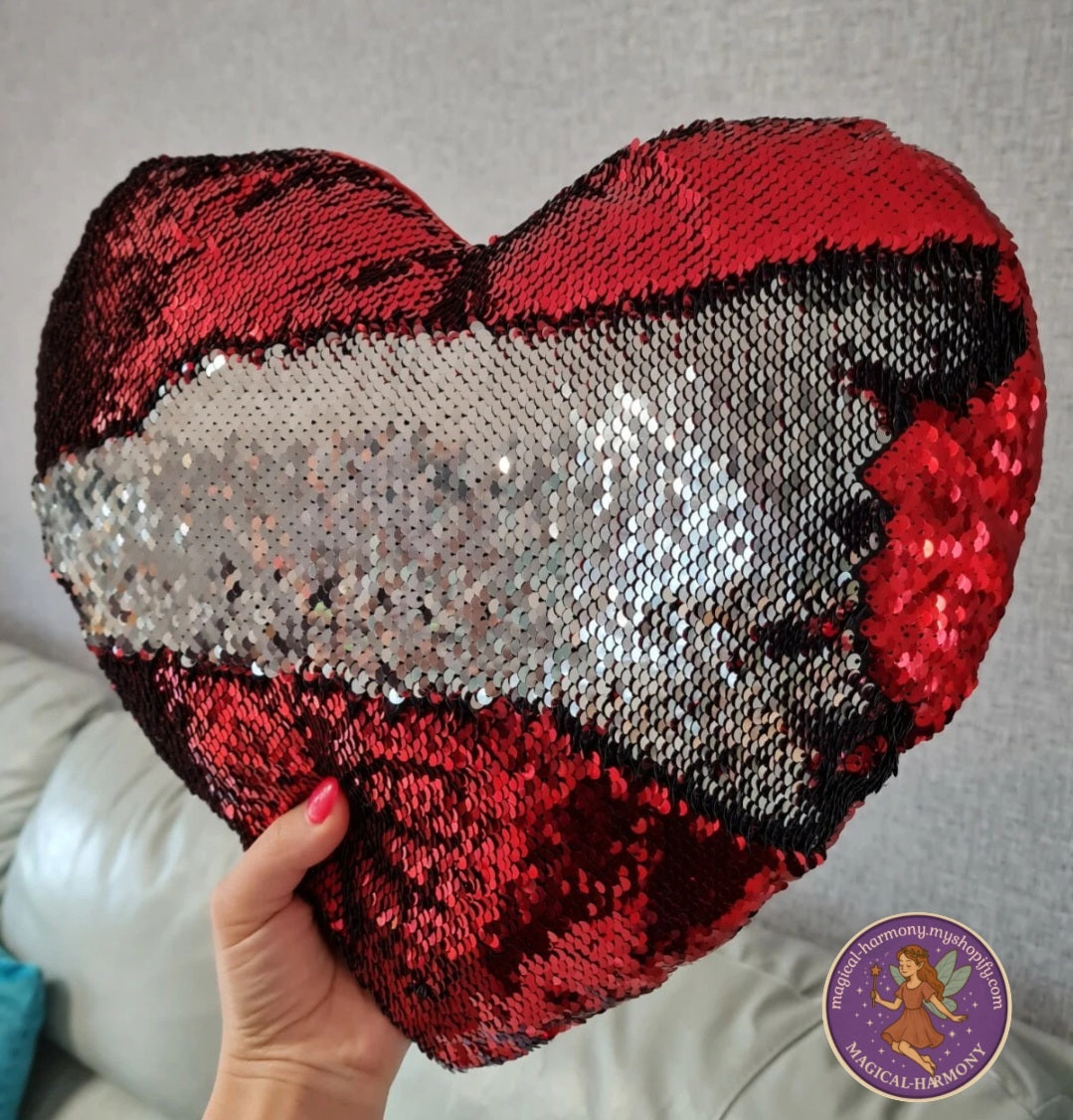Sequin Heart Filled Cushion ❤