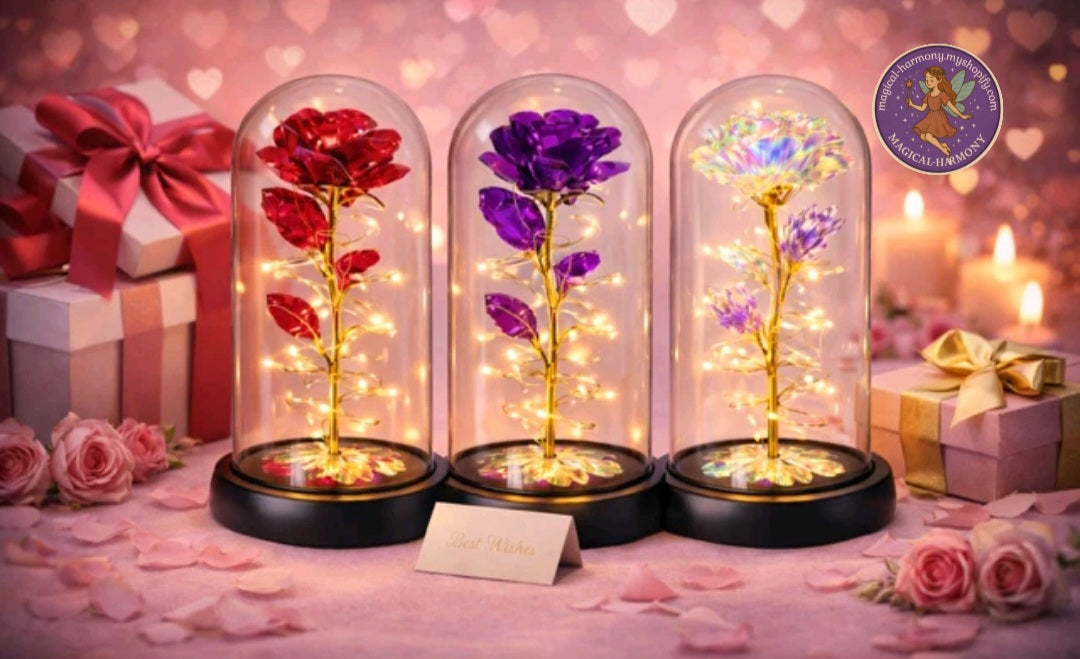 LED Light-Up Rose in a Glass Dome
