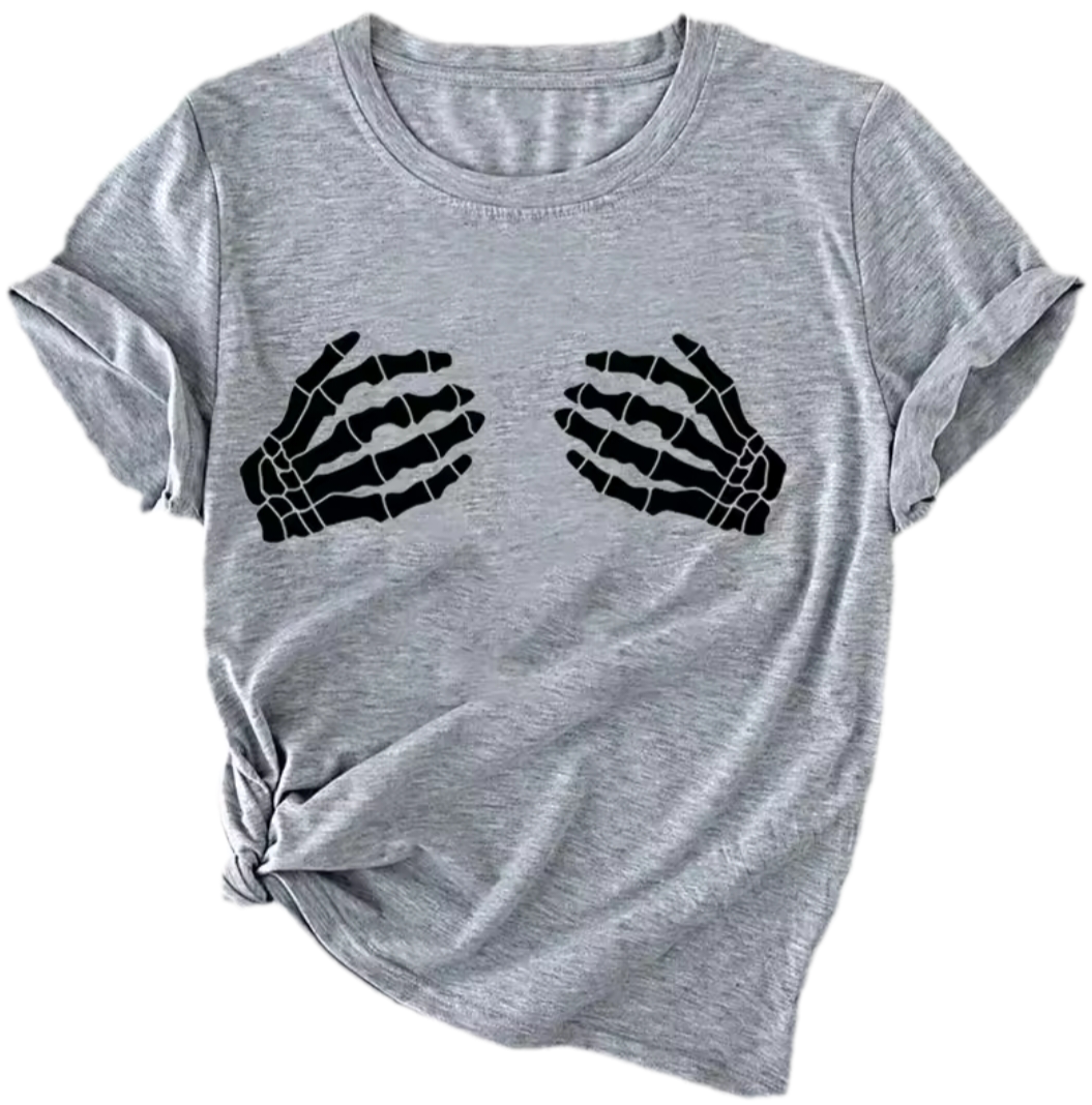 Skull Hands Print T-shirt