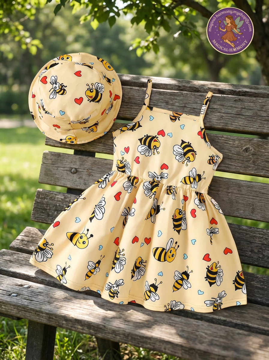 Baby Bee Dress & Hat Set