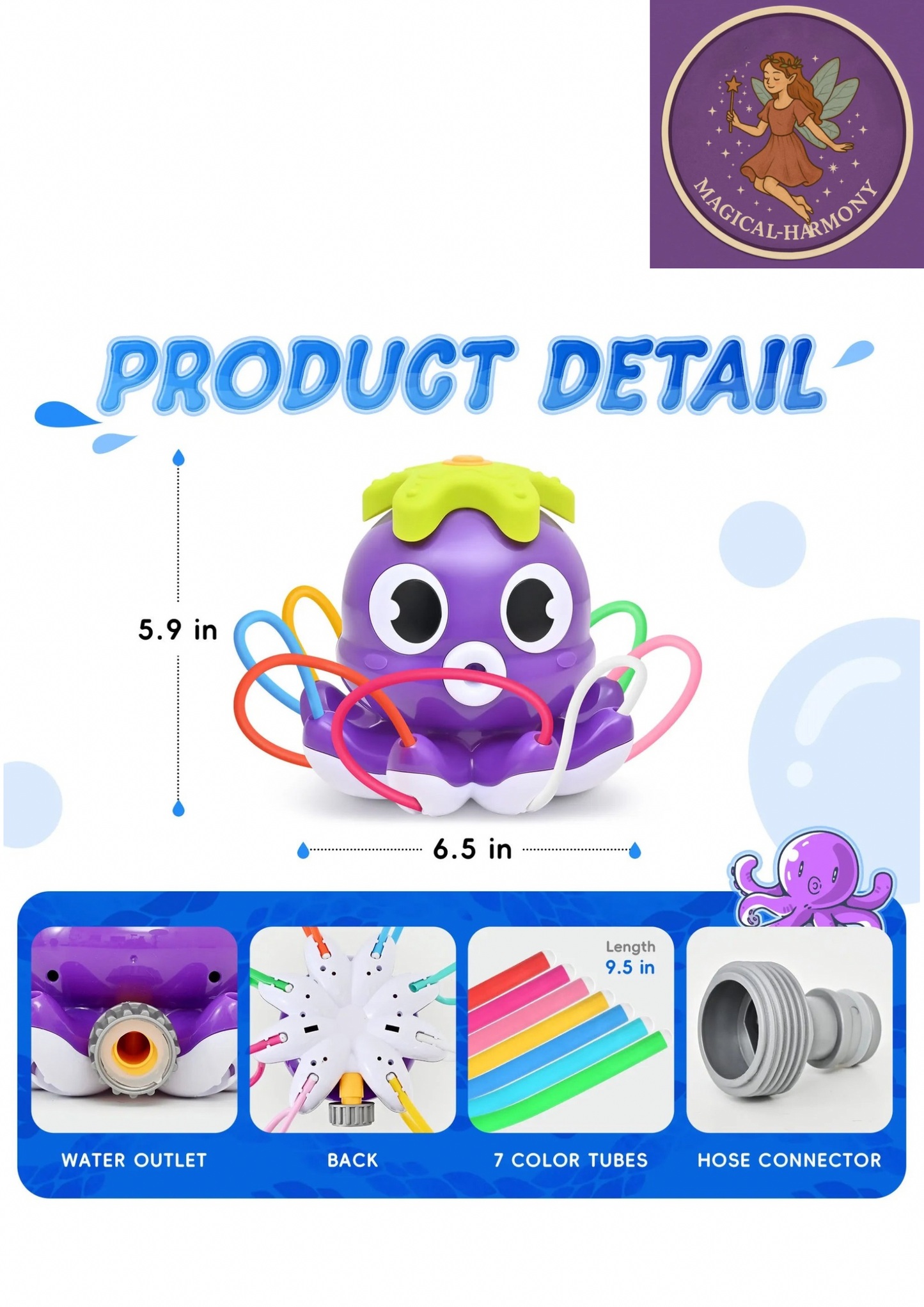 Space Rocket Octopus Sprinkler Water Toy Automatic Rotation Fun Spray Water Children's Water Playing Outdoor Toys