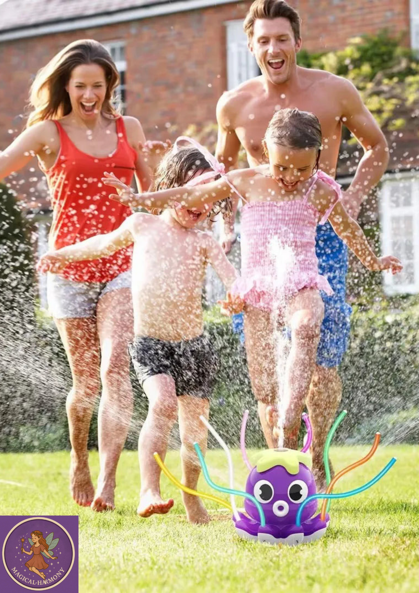 Space Rocket Octopus Sprinkler Water Toy Automatic Rotation Fun Spray Water Children's Water Playing Outdoor Toys