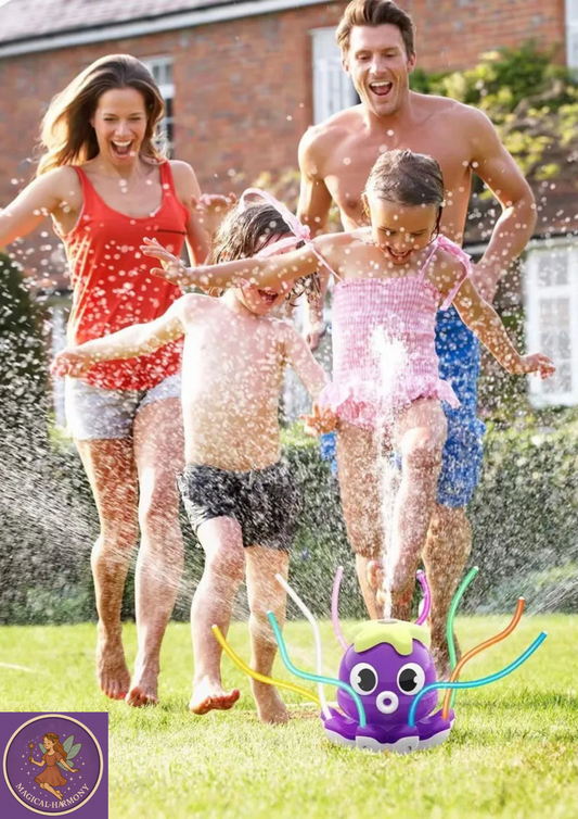 Space Rocket Octopus Sprinkler Water Toy Automatic Rotation Fun Spray Water Children's Water Playing Outdoor Toys
