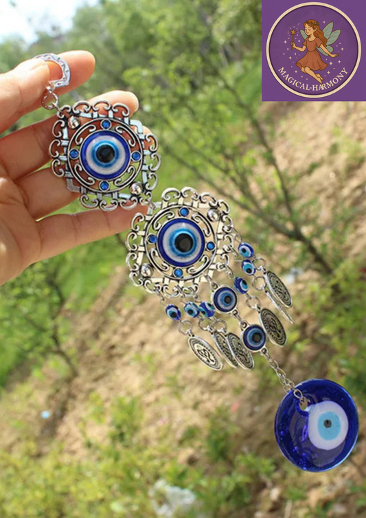 Turkish Blue Eyes Amulet Wall Protection Hanging Decoration Lucky Pendant Wind Chimes Hanging Ornament Garden Home Decorations