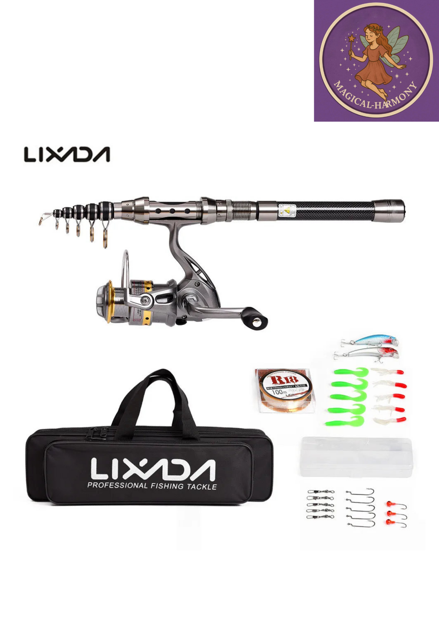Lixada Telescopic Fishing Rod Reel  Combo Full Kit
