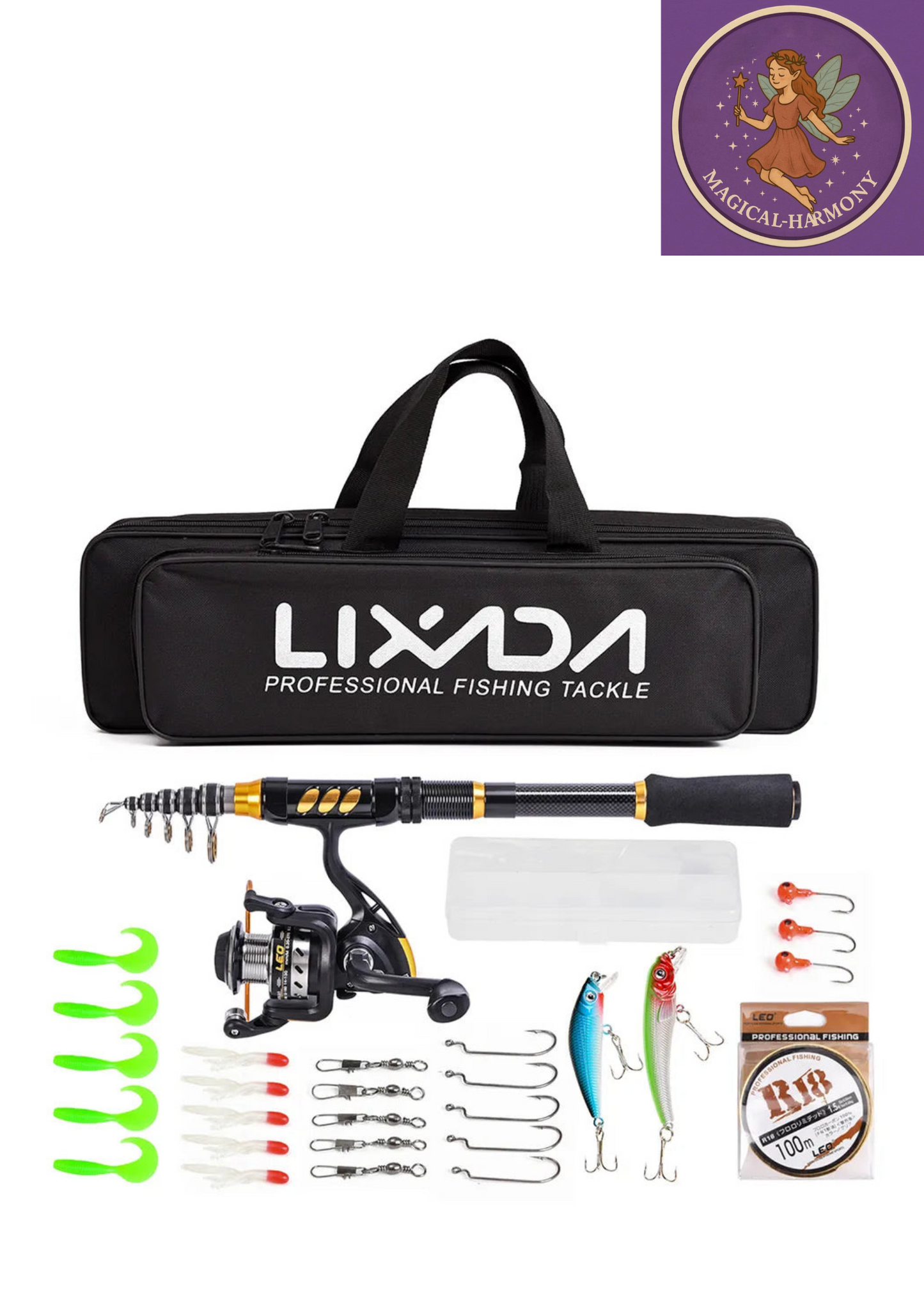 Lixada Telescopic Fishing Rod Reel  Combo Full Kit