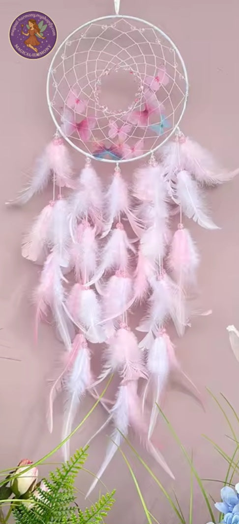 Butterfly Dream Catcher With coloured Feathers