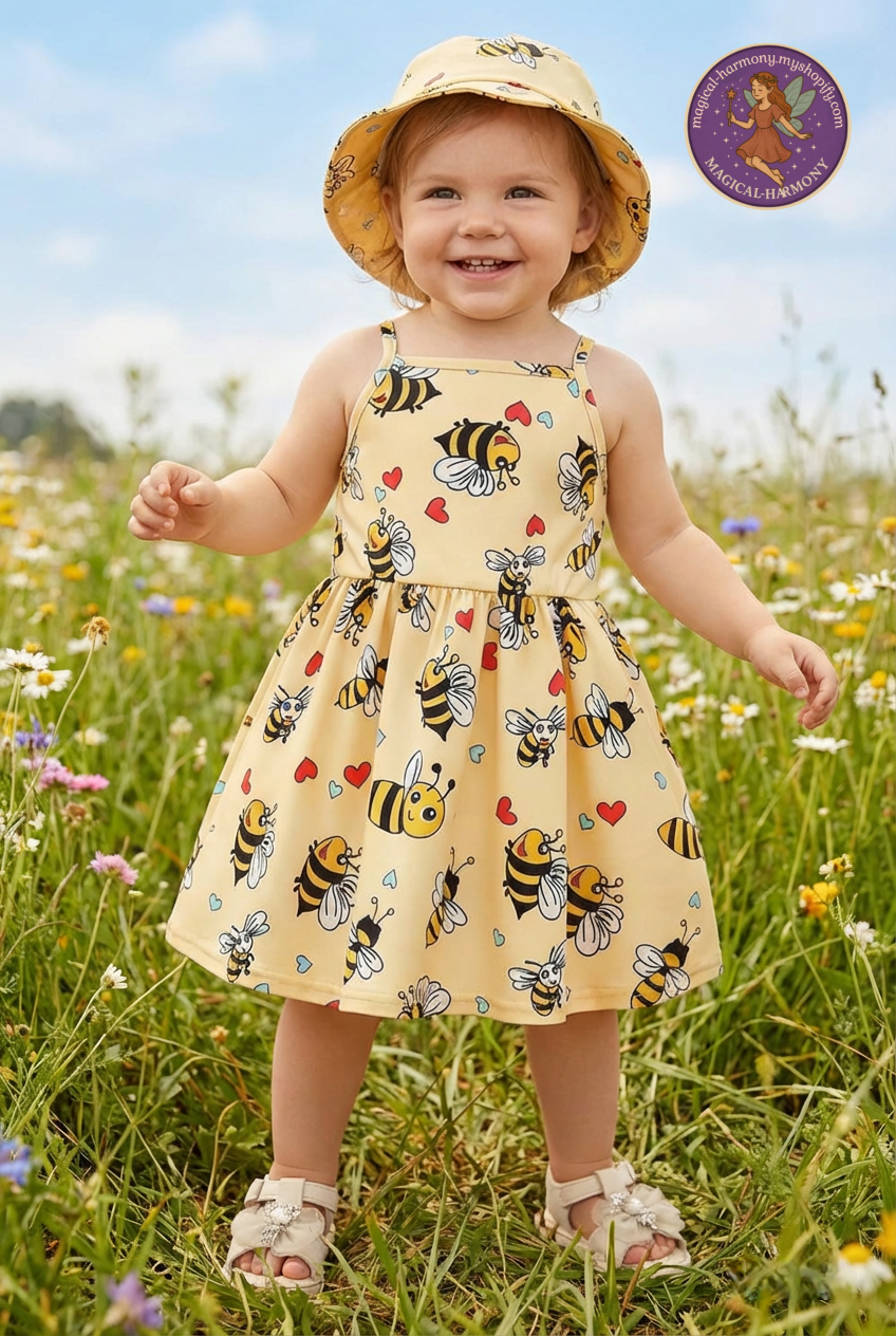 Baby Bee Dress & Hat Set
