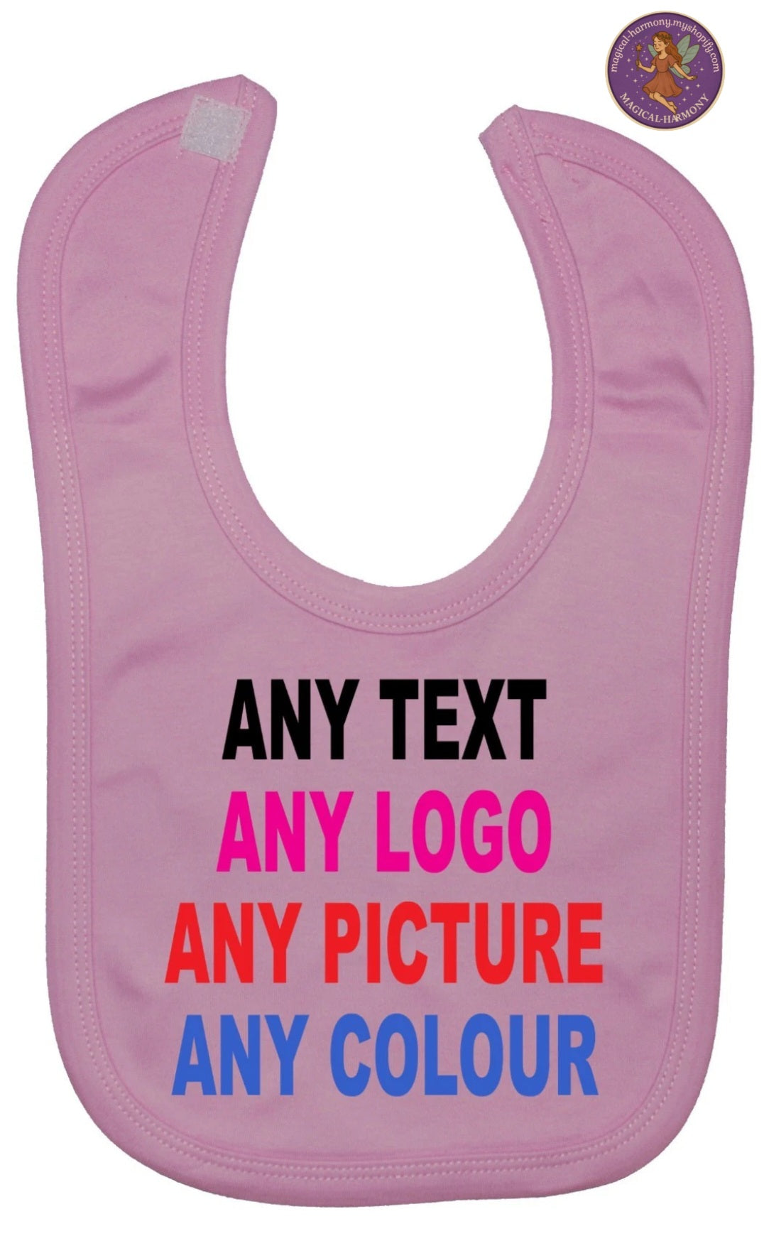 Personalised Any Text, Logo, Image Any colours Baby Nursery Feeding Bib 0-3 yrs