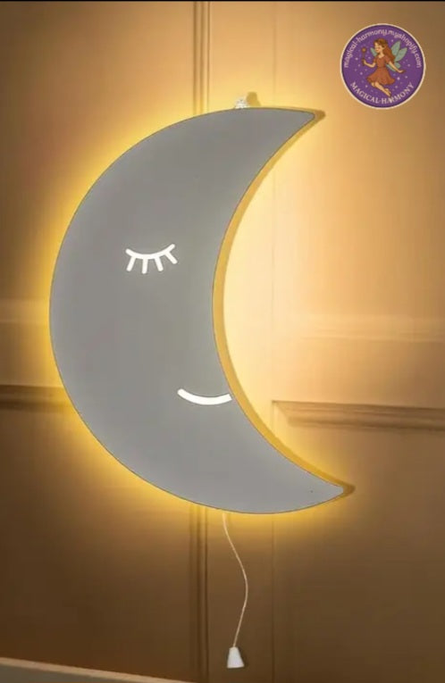 Wooden Wall-Mounted Moon Night Light